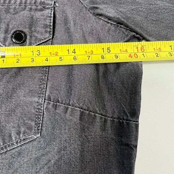 SALSA NWOT Thin Denim Shirt Black Gray Button Down Size XS Long Sleeve - Picture 14 of 16